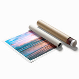 Rolled print of Daytona scenery with floral accents in soft pastel shades, suitable for classy bathroom wall art.