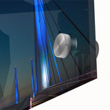 Large abstract wall art depicting vibrant, swirling colors on acrylic glass, ideal for dining room ambiance.