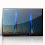 Large abstract wall art featuring a Delaware landscape in muted earth tones, framed in black acrylic.