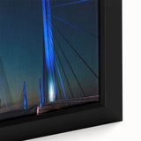 Close-up of a textured black wall art depicting Delaware scenery in vibrant colors on a framed canvas.