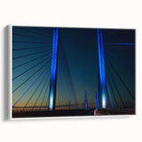 Vintage poster art of Delaware scenery on framed canvas, featuring colorful artwork against a black background.