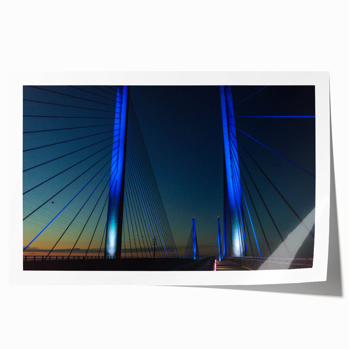Extra large rolled print of a Delaware scenery with soft floral designs in pastel shades.