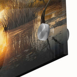 Acrylic print of an abstract Everglades scene in muted greens and blues.