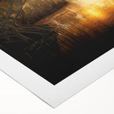 Art deco poster featuring Everglades scenery on rolled canvas, with muted green and blue tones.