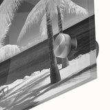 Large abstract wall art featuring the Florida Keys in muted oceanic hues on acrylic glass, ideal for dining room ambiance.