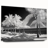 Acrylic print of a large abstract depiction of the Florida Keys, using vibrant blue and green tones.