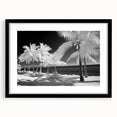 Abstract art print of Florida Keys in vibrant colors on a textured, extra large canvas, framed in black.