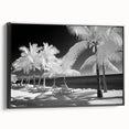 Black and white landscape art of Florida Keys on framed canvas, ideal for bedroom wall decor.