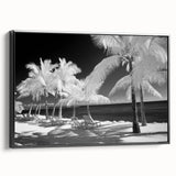 Black and white landscape art of Florida Keys on framed canvas, ideal for bedroom wall decor.