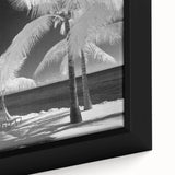 Black wall art featuring a textured Florida Keys scenery in vibrant colors on a framed canvas, ideal for living room decor.