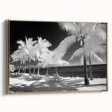 Framed canvas featuring a vintage-style landscape painting of the Florida Keys with a dominant black and gold color scheme.
