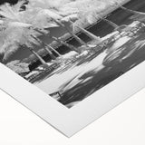 Art deco poster of Florida Keys scenery in vibrant blues and greens on rolled canvas, suitable for dining room decor.