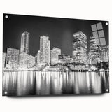 Acrylic print of a large abstract depiction of Miami in vibrant colors, ideal for bedroom or dining room decor.