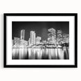 Extra large, textured abstract art print of colorful Miami scenery on a black framed mat, suitable for living room decor.