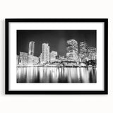 Extra large, textured abstract art print of colorful Miami scenery on a black framed mat, suitable for living room decor.