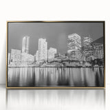 Acrylic print of Miami skyline with gold hues, ideal for modern art wall decor.