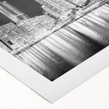 Art deco poster featuring a stylized Miami skyline in pastel shades on rolled canvas, suitable for dining room wall art.