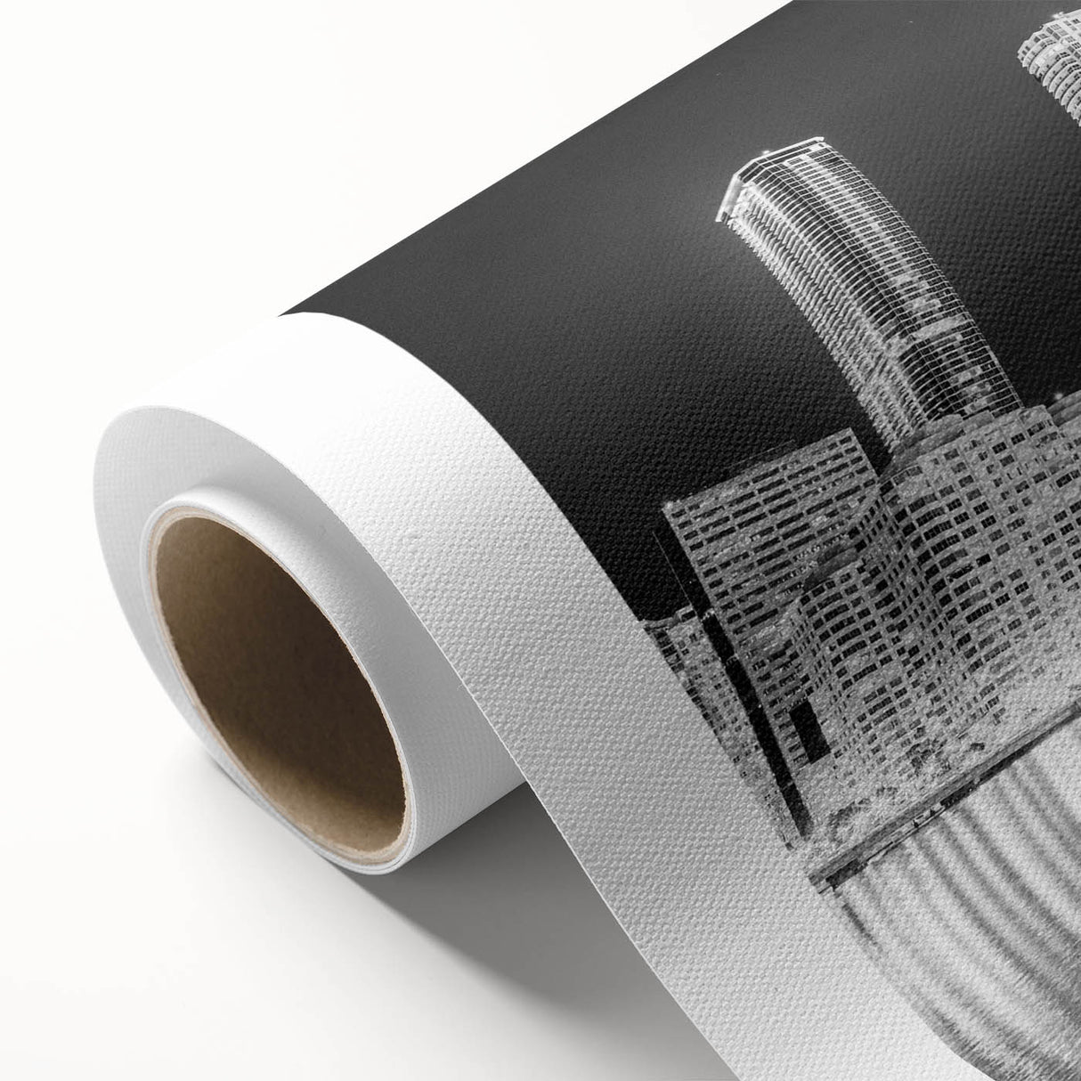 Art Deco poster of Miami skyline in pastel shades on rolled canvas, ideal for nursery wall art.