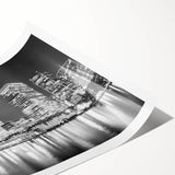 Extra large wall art featuring line art flowers in monochrome, printed on rolled canvas.