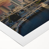 Art deco poster of Tampa skyline in pastel shades on rolled canvas, suitable for dining room decor.
