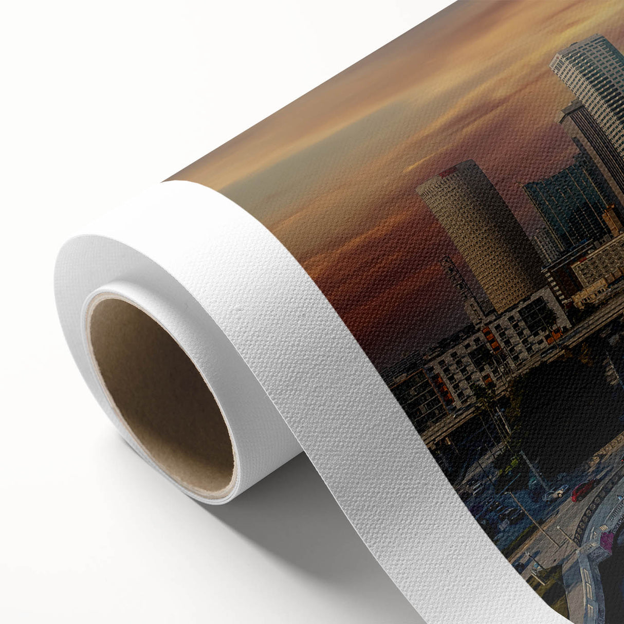 Art Deco poster of Tampa skyline in pastel shades on rolled canvas, ideal for nursery wall art.