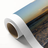 Art Deco poster of Kauai scenery with muted green and blue tones on rolled canvas, ideal for nursery wall art.