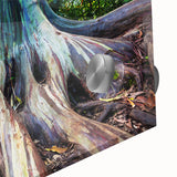 Large abstract wall art depicting Maui scenery in vibrant blue and green tones on acrylic glass.