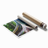 Extra large rolled print of Maui scenery with vibrant floral elements, ideal for classy bathroom wall art.