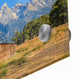 Large abstract wall art depicting Idaho scenery in mid-century modernist style on acrylic glass.