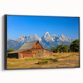 Black and white framed canvas of Idaho landscape, ideal for bedroom wall decor in vintage poster style.