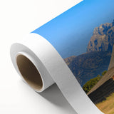 Art Deco poster of Idaho scenery on rolled canvas, featuring pastel color palette, ideal for nursery wall art.