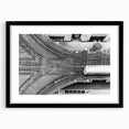 Extra large framed abstract art print featuring a colorful, textured depiction of the Chicago skyline.