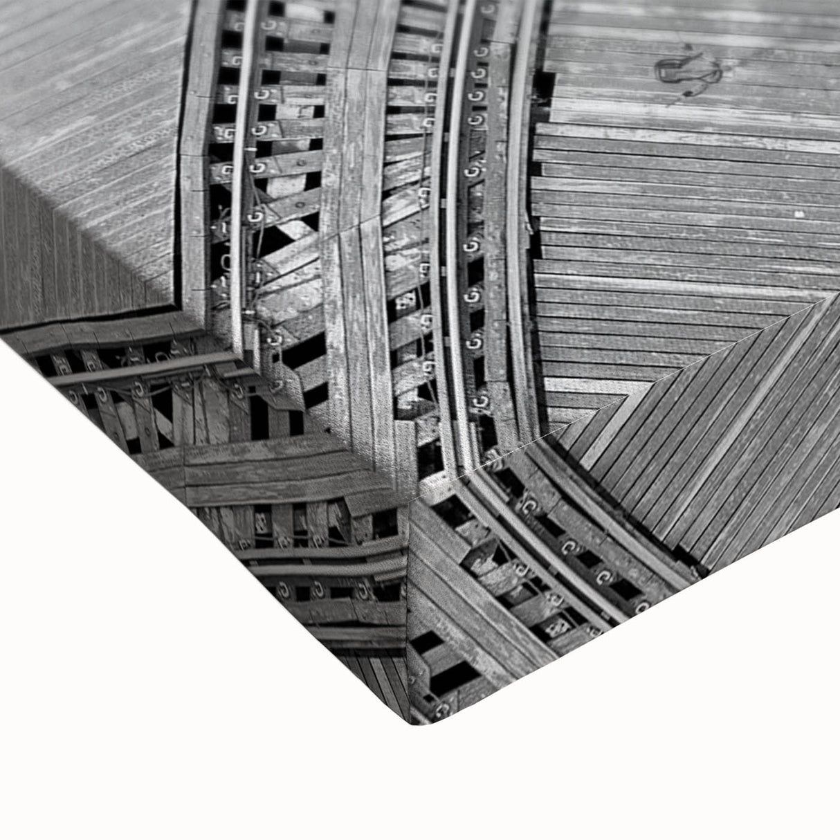 Large art of Chicago skyline in black and white on stretched canvas, ideal for bedroom wall decor.