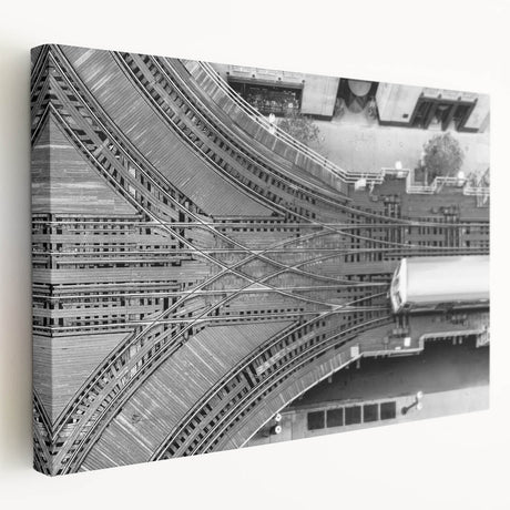 Large art print of Chicago skyline in muted gray tones on stretched canvas, ideal for kitchen wall art.