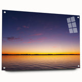 Acrylic print of Lake Michigan, featuring a large abstract design in blue and green tones.