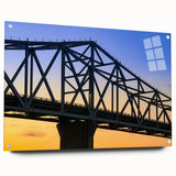 Acrylic print of a large abstract depiction of Indiana scenery in muted earth tones.