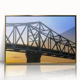 Large art print of Indiana scenery in gold frame, acrylic, mid-century modernist style, suitable for modern art wall decor.