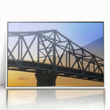 Art deco style poster of Indiana scenery in muted pastels, acrylic print in white frame, suitable for nursery wall art.