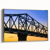 Framed canvas wall art featuring a vintage-style Indiana landscape in muted gold and black tones, ideal for bedroom decor.