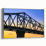 Framed canvas featuring a vintage-style landscape painting of Indiana scenery with vibrant colors on a black background.