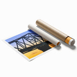 Extra large rolled print of a serene Indiana landscape with vibrant green and blue tones, ideal for classy bathroom wall art.