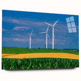 Acrylic print of a large abstract depiction of Iowa scenery in muted earth tones, suitable for bedroom or dining room decor.