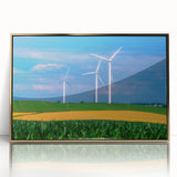 Mid-century modernist style acrylic print of a serene Iowa landscape in muted earth tones, ideal for nursery wall decor.