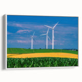 Vintage poster art of Iowa scenery in vibrant colors on a framed canvas, ideal for living room decor.