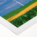 Art deco poster featuring a serene Iowa landscape in muted earth tones on rolled canvas, ideal for dining room decor.