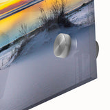 Mid-century modernist abstract art of Kansas scenery in muted earth tones on large acrylic glass.