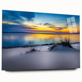 Large abstract wall art depicting a Kansas landscape in muted earth tones on acrylic glass.