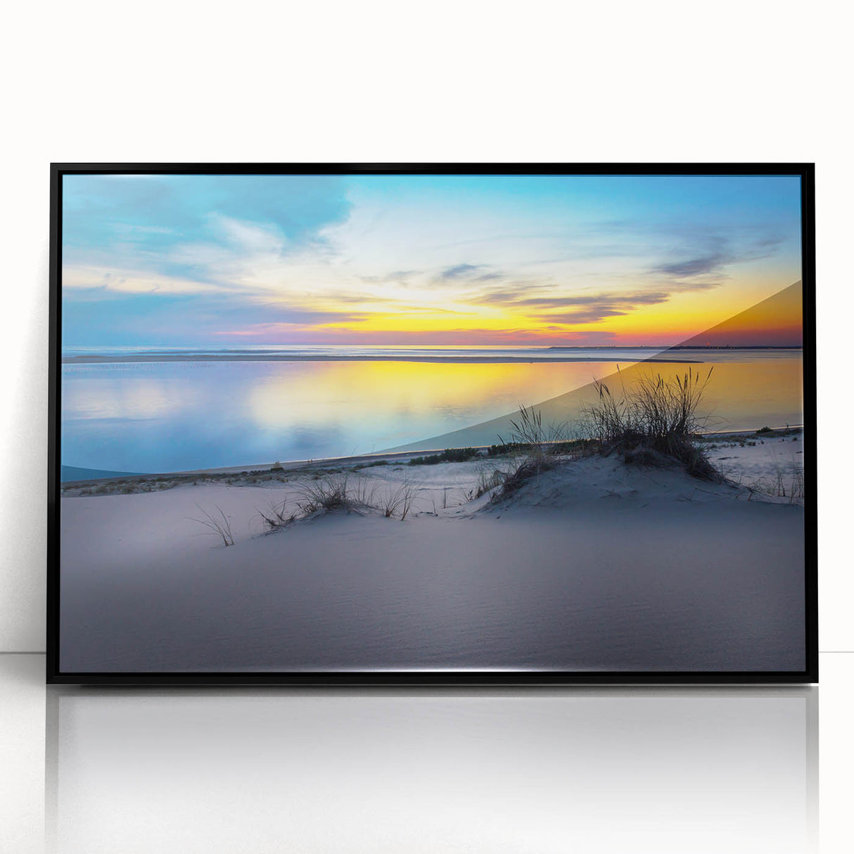 Large abstract wall art depicting a Kansas scenery in muted earth tones on a framed acrylic.