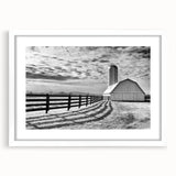 Abstract art print of a Kentucky landscape in muted earth tones, framed with a white mat.
