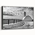 Framed canvas featuring a black and white vintage poster art of Kentucky landscape, ideal for bedroom wall decor.